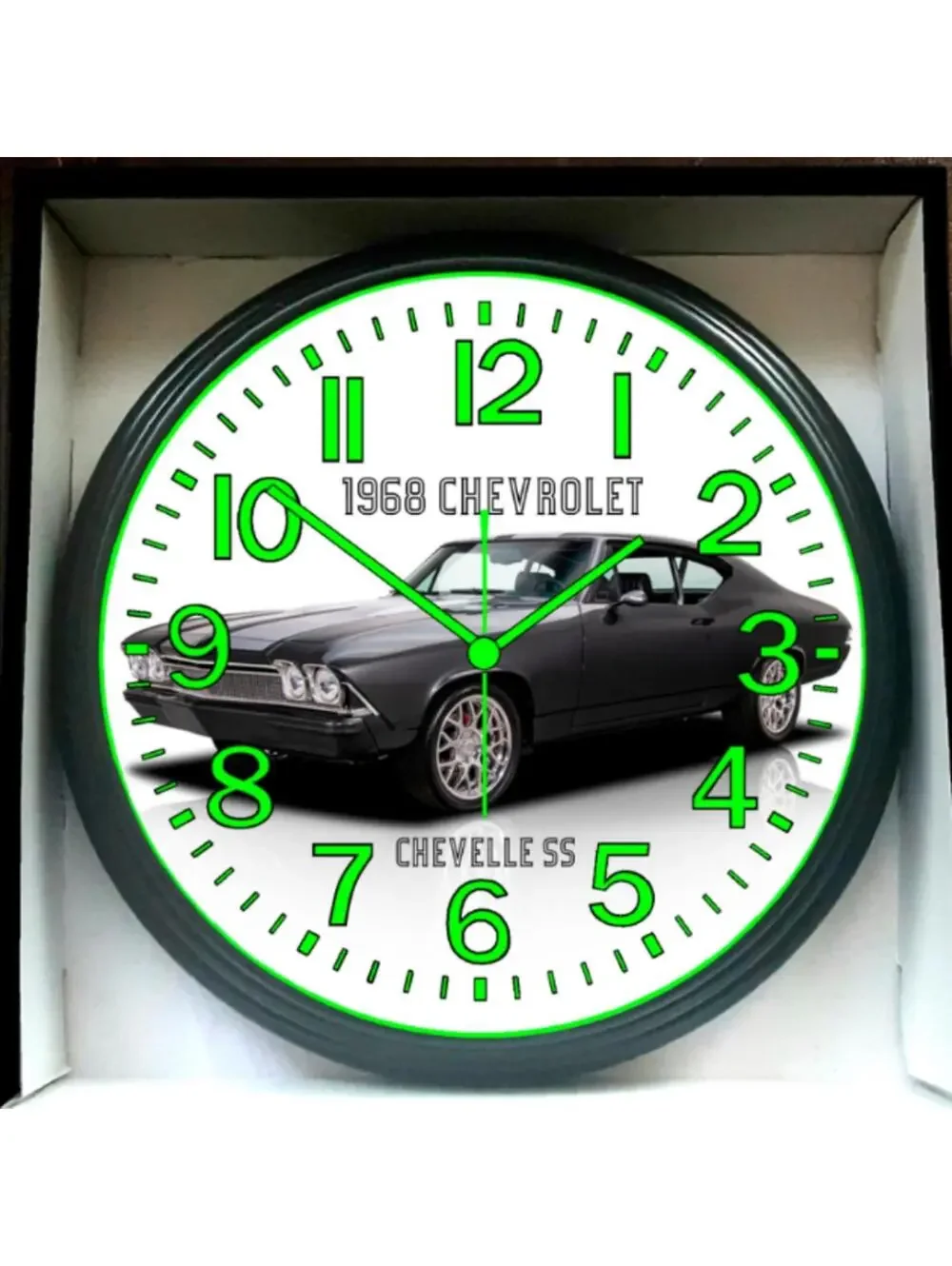 1968 Chevy Chevrolet Chevelle SS Glow In The Dark Wall Clock New!
